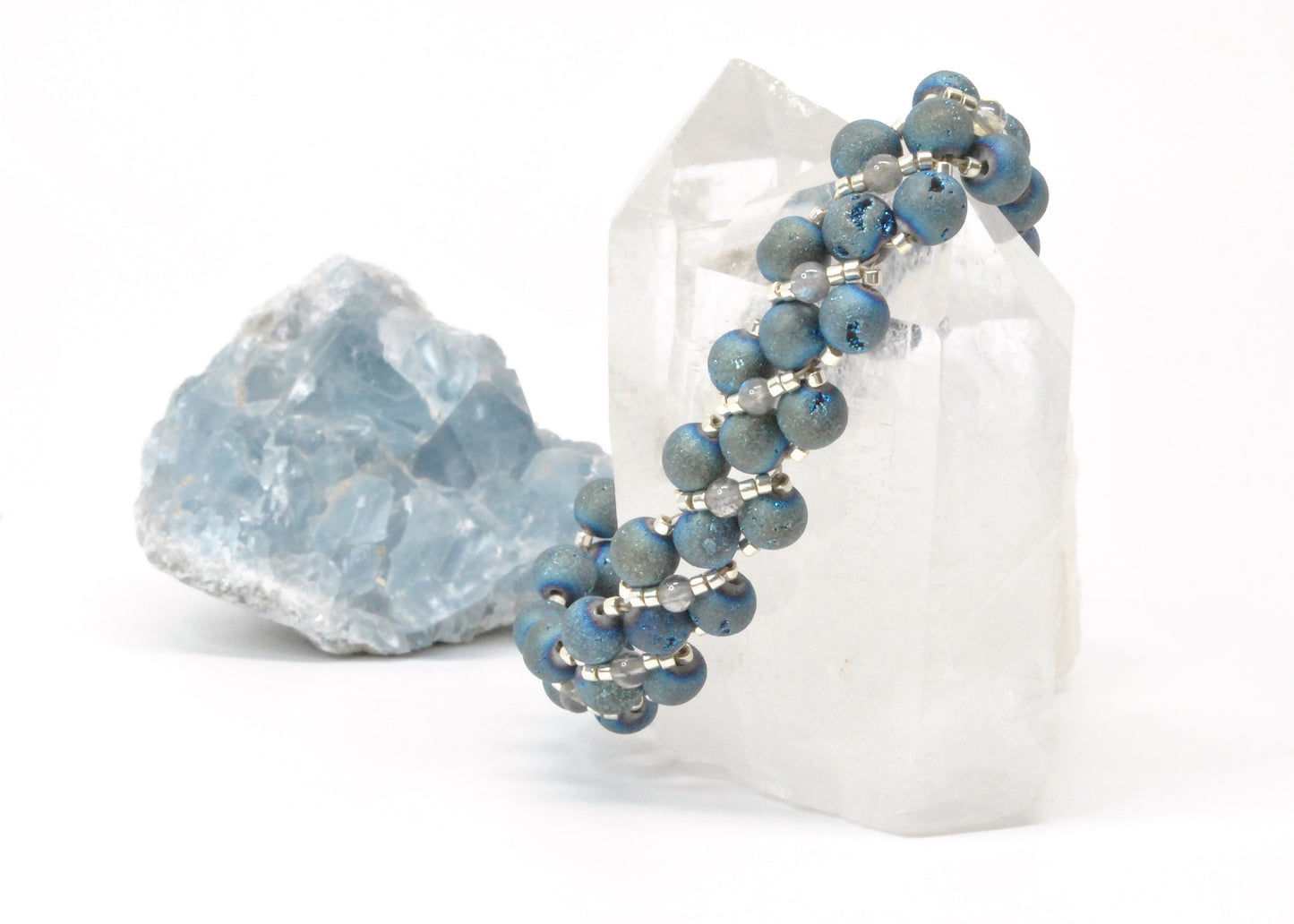 blue druzy quartz bracelet