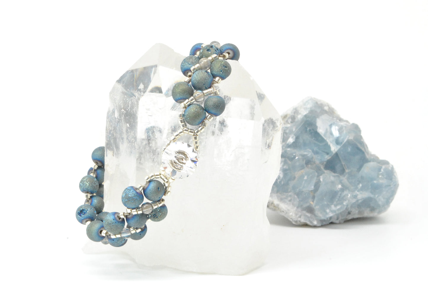 blue druzy quartz bracelet