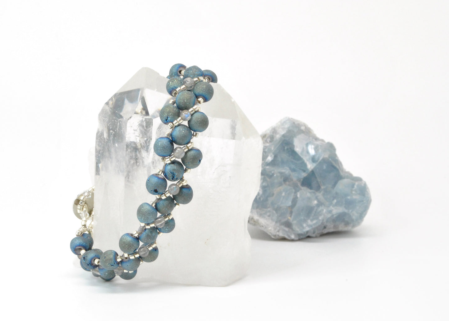 blue druzy quartz bracelet