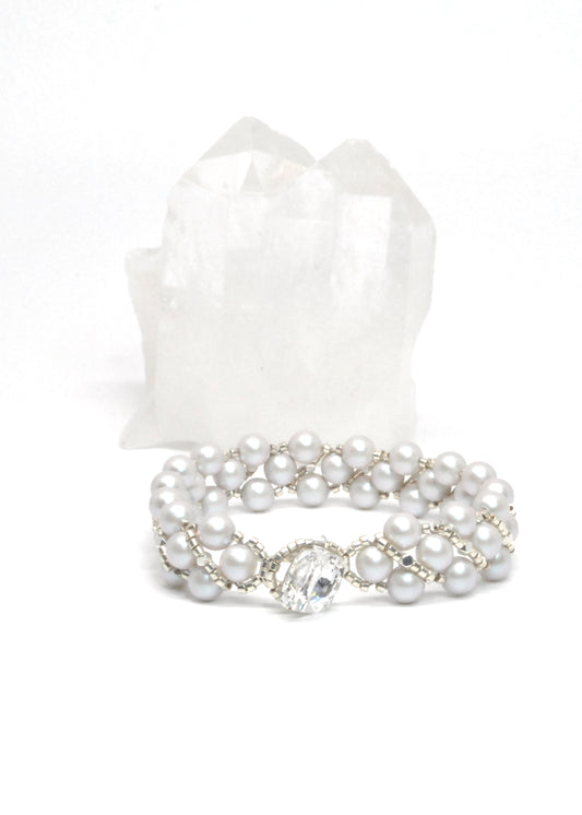 dove gray swarovski pearl bracelet