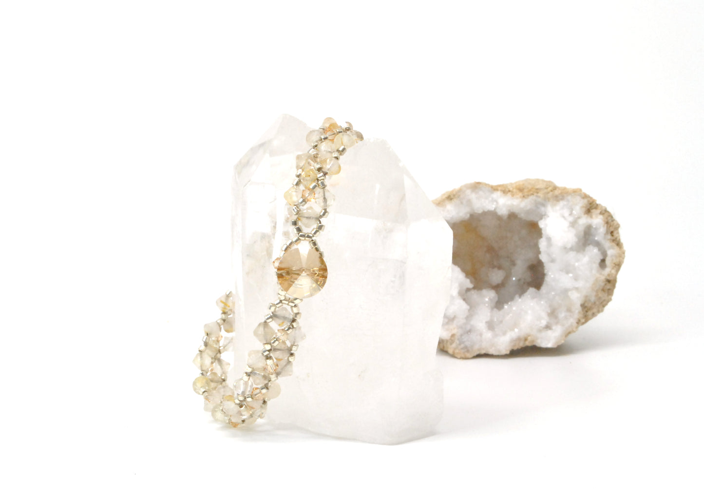 gold rutilated quartz bracelet