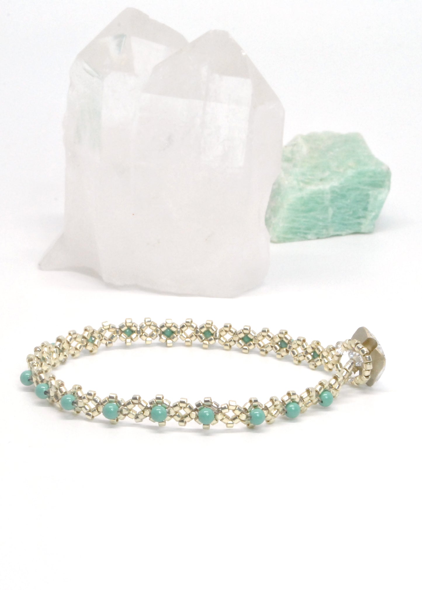 demure seafoam green swarovski pearl bracelet