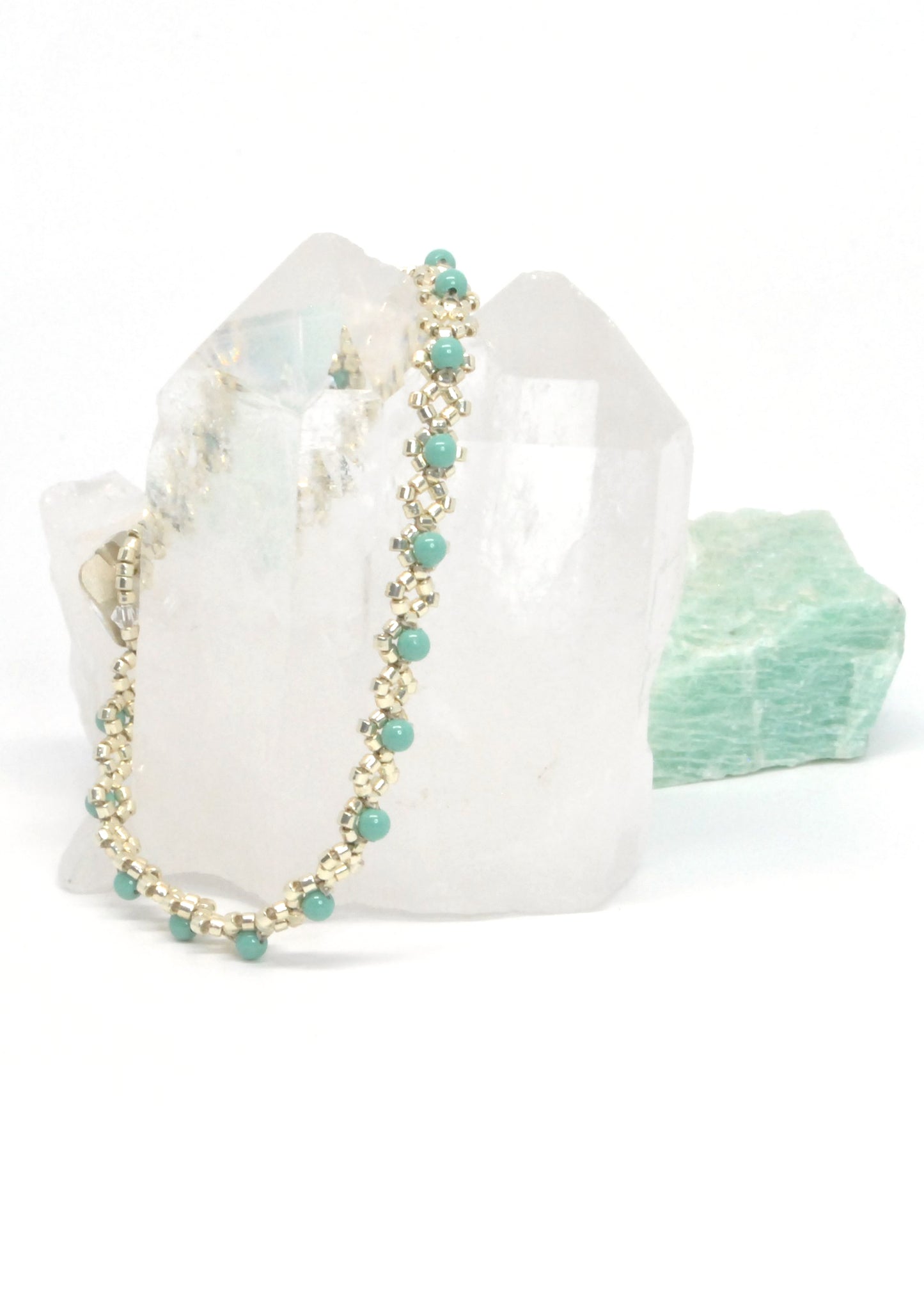 demure seafoam green swarovski pearl bracelet