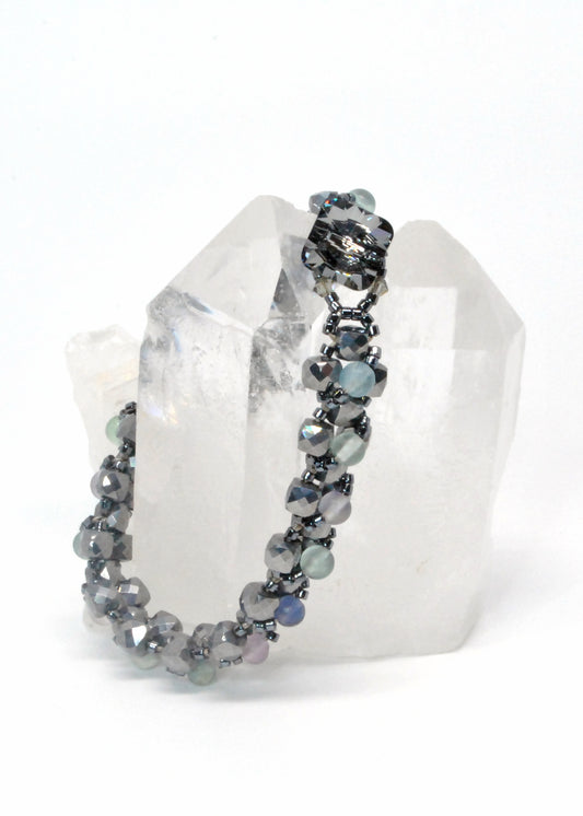 terahertz and fluorite gemstone bracelet  -- RESERVED FOR KAREN !