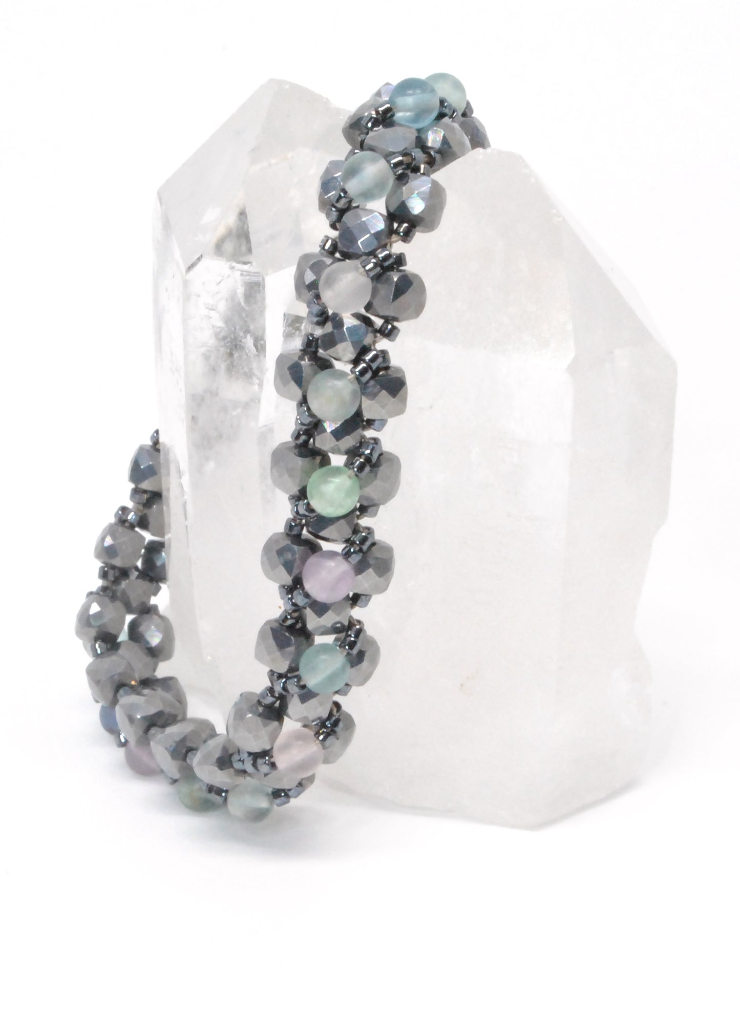 terahertz and fluorite gemstone bracelet  -- RESERVED FOR KAREN !