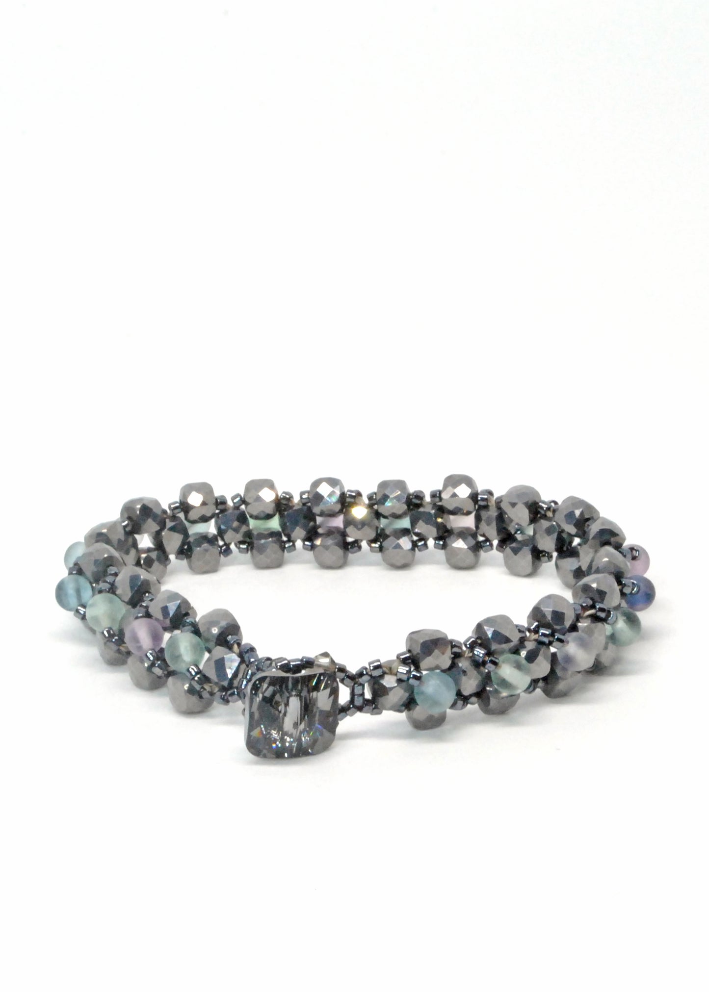 terahertz and fluorite gemstone bracelet  -- RESERVED FOR KAREN !