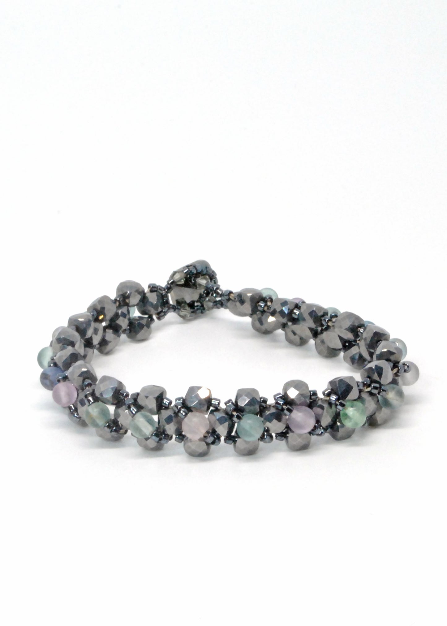 terahertz and fluorite gemstone bracelet  -- RESERVED FOR KAREN !