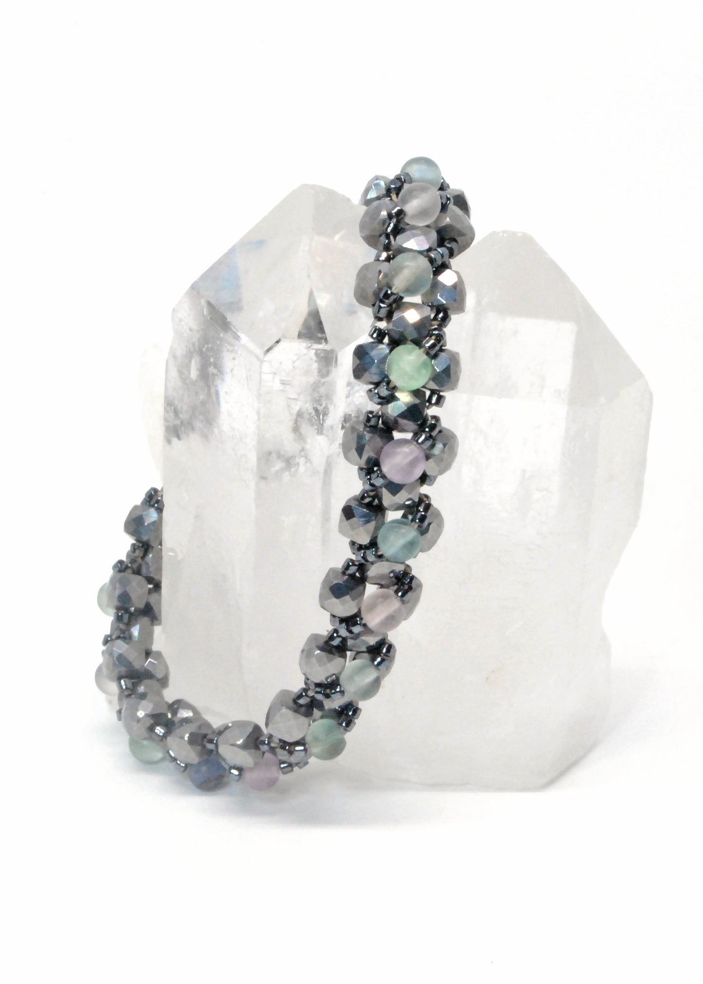 terahertz and fluorite gemstone bracelet  -- RESERVED FOR KAREN !