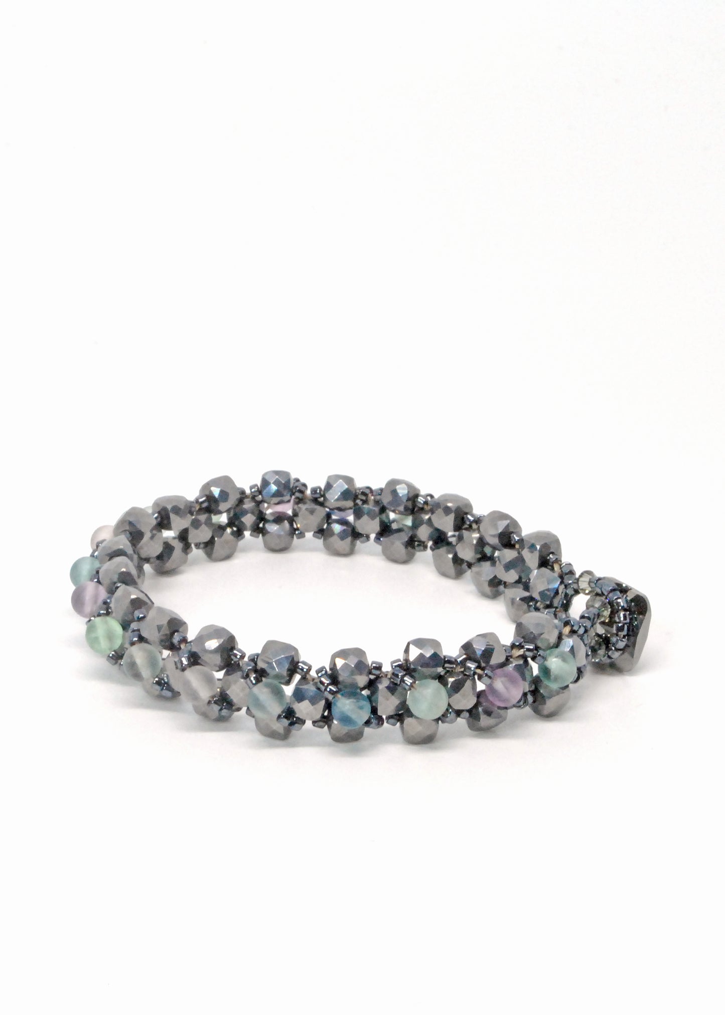 terahertz and fluorite gemstone bracelet  -- RESERVED FOR KAREN !