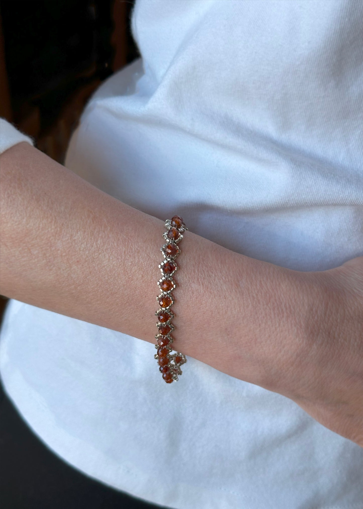 orange garnet . cinnamon tone . gemstone bracelet