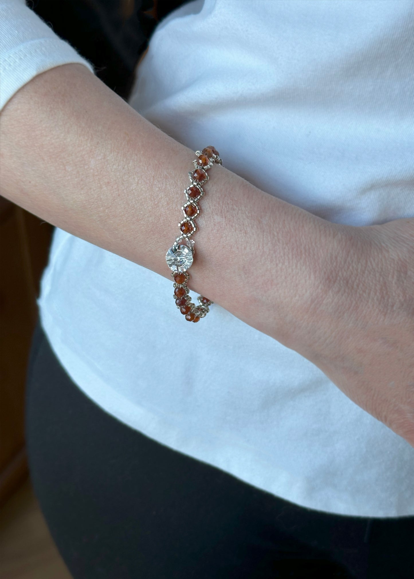 orange garnet . cinnamon tone . gemstone bracelet