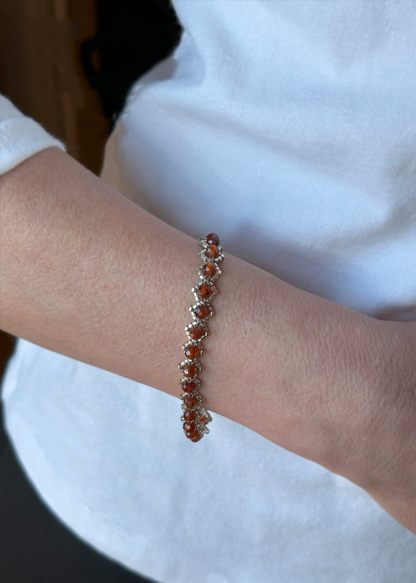 orange garnet . cinnamon tone . gemstone bracelet