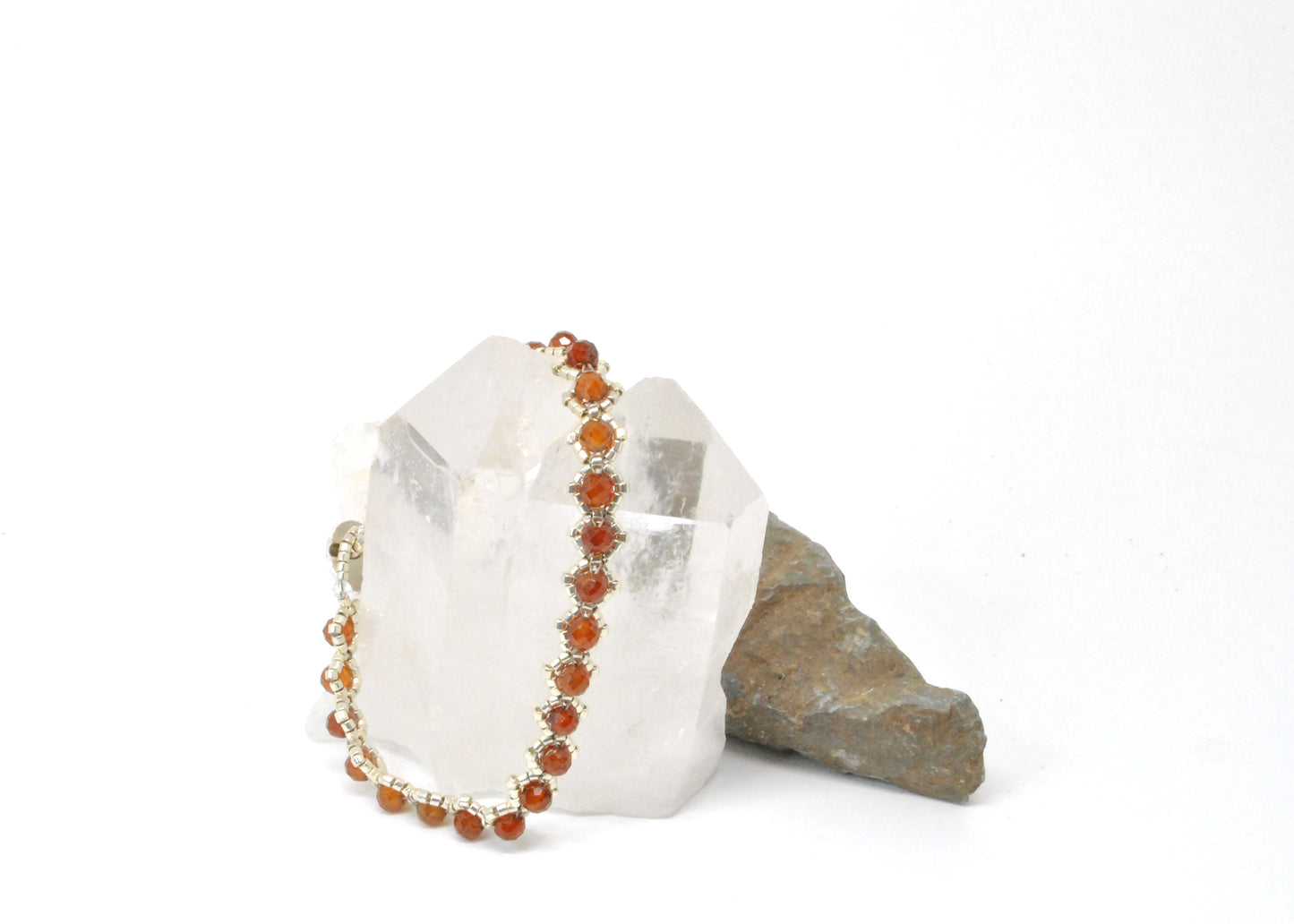 orange garnet . cinnamon tone . gemstone bracelet