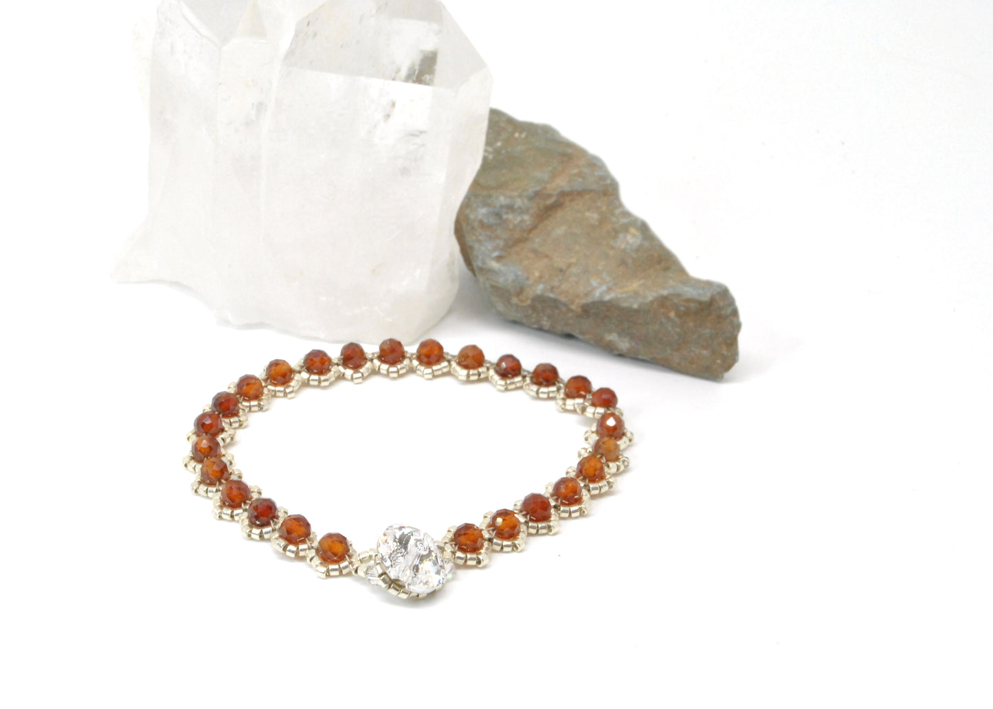 orange garnet . cinnamon tone . gemstone bracelet