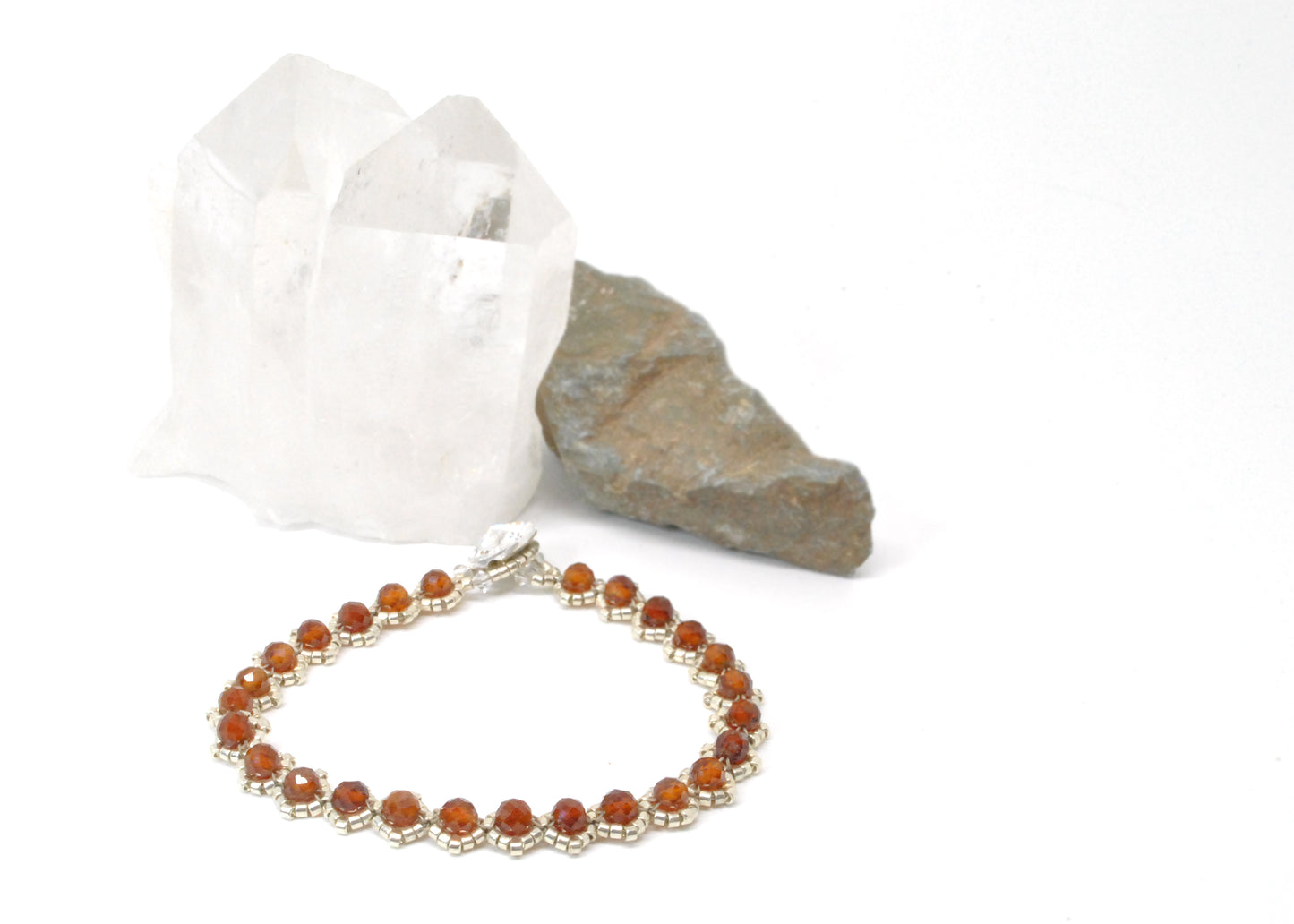 orange garnet . cinnamon tone . gemstone bracelet