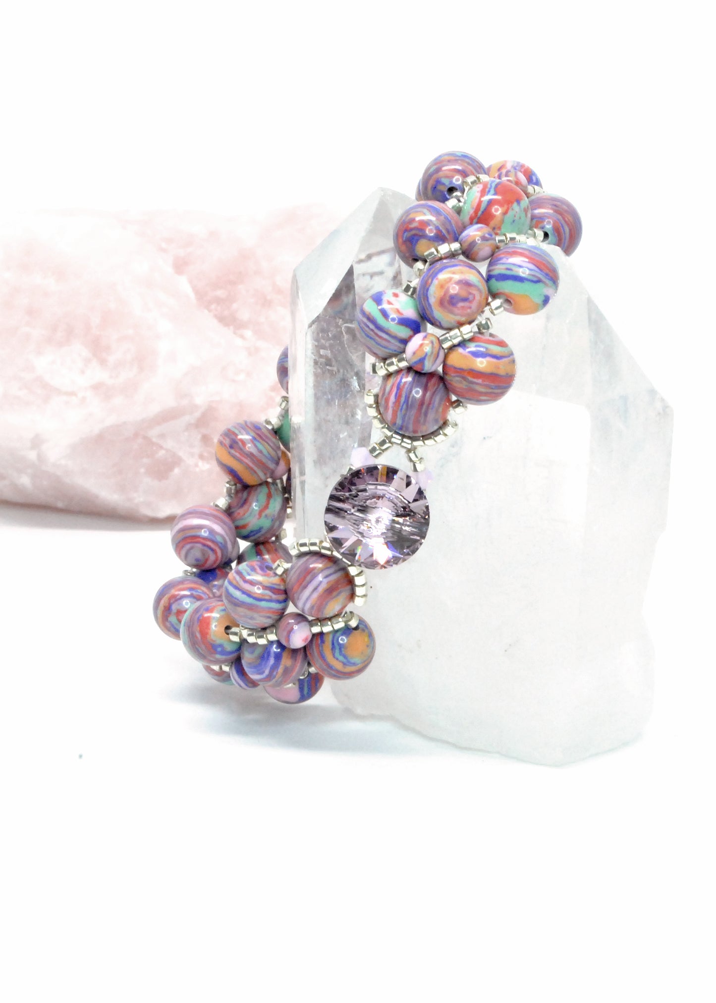 pink calsilica colorful swirl bracelet