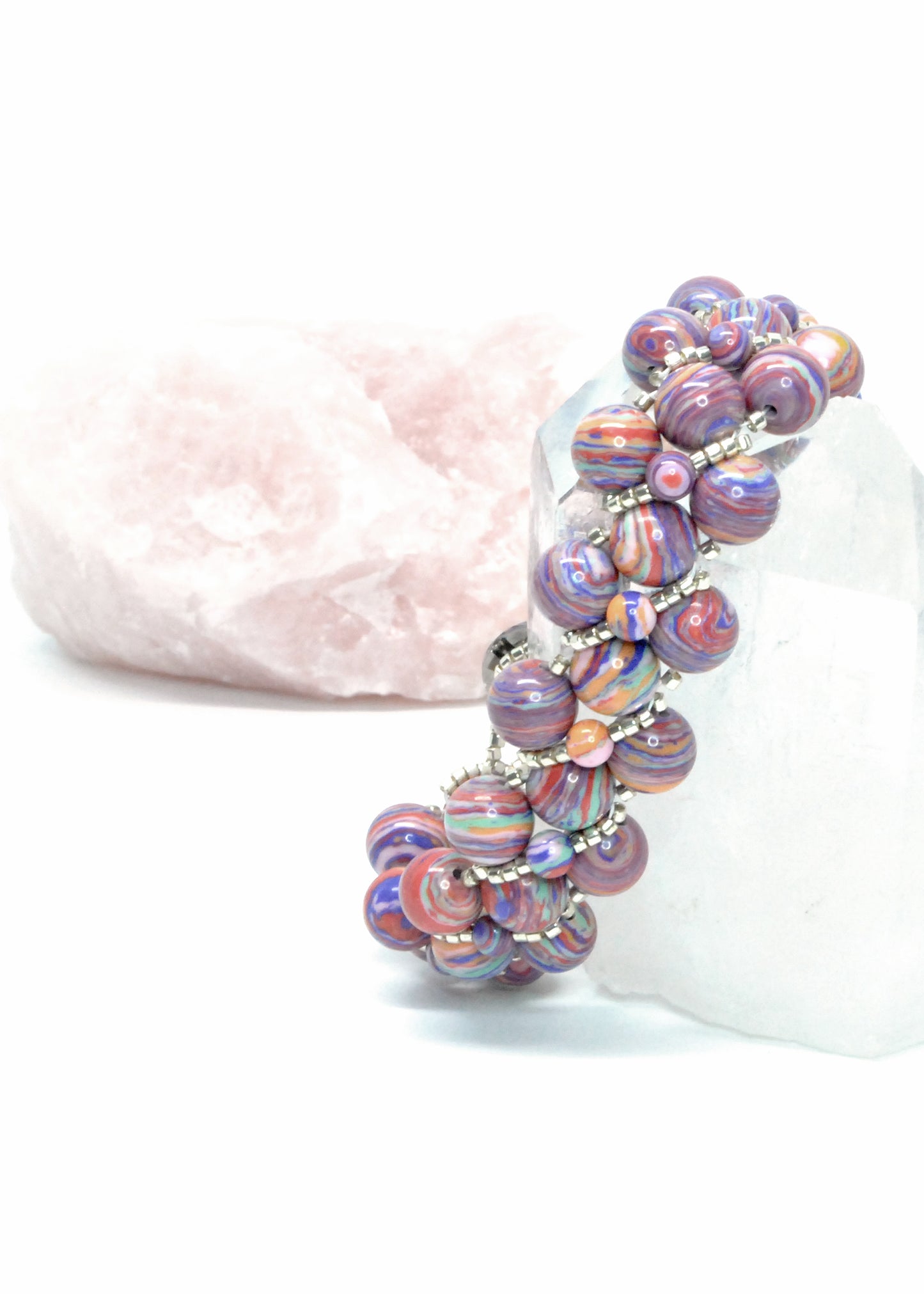 pink calsilica colorful swirl bracelet