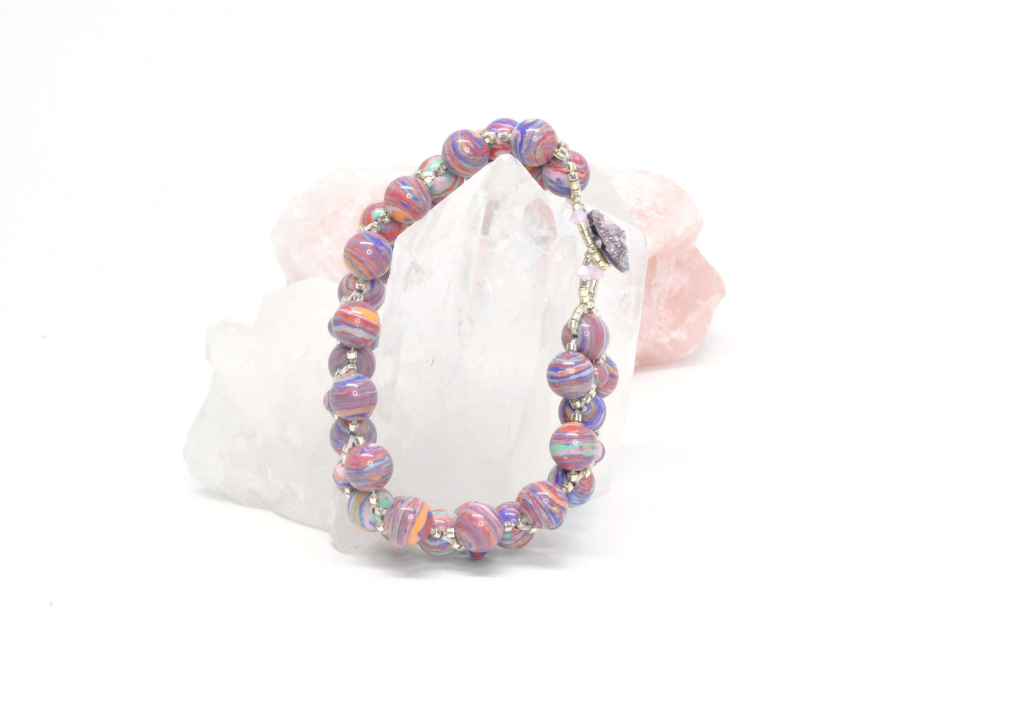 pink calsilica colorful swirl bracelet