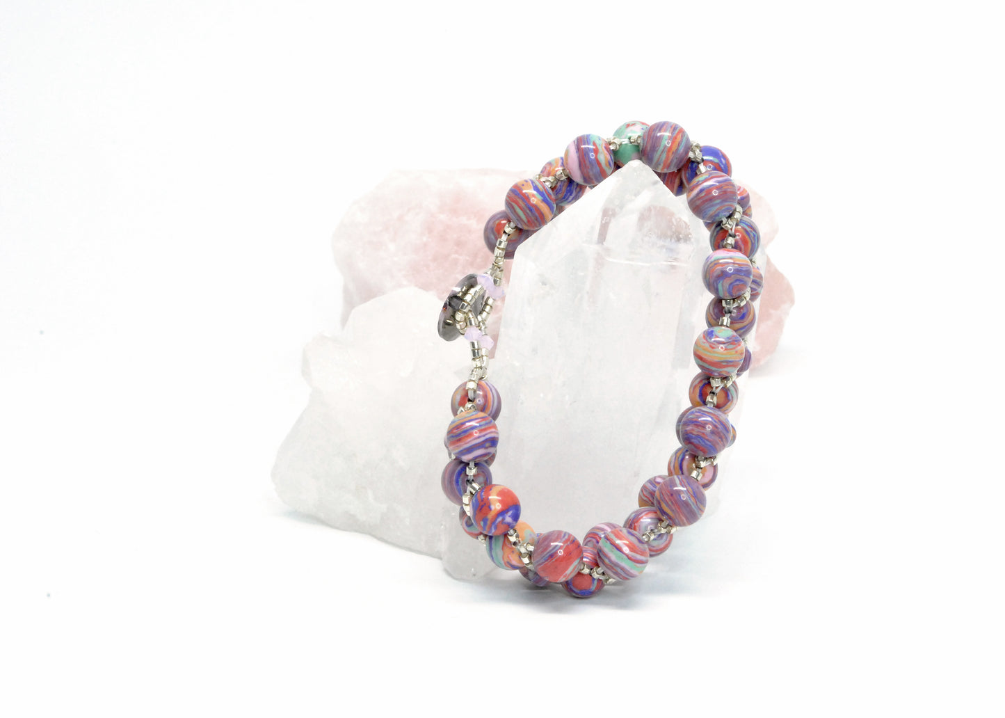 pink calsilica colorful swirl bracelet