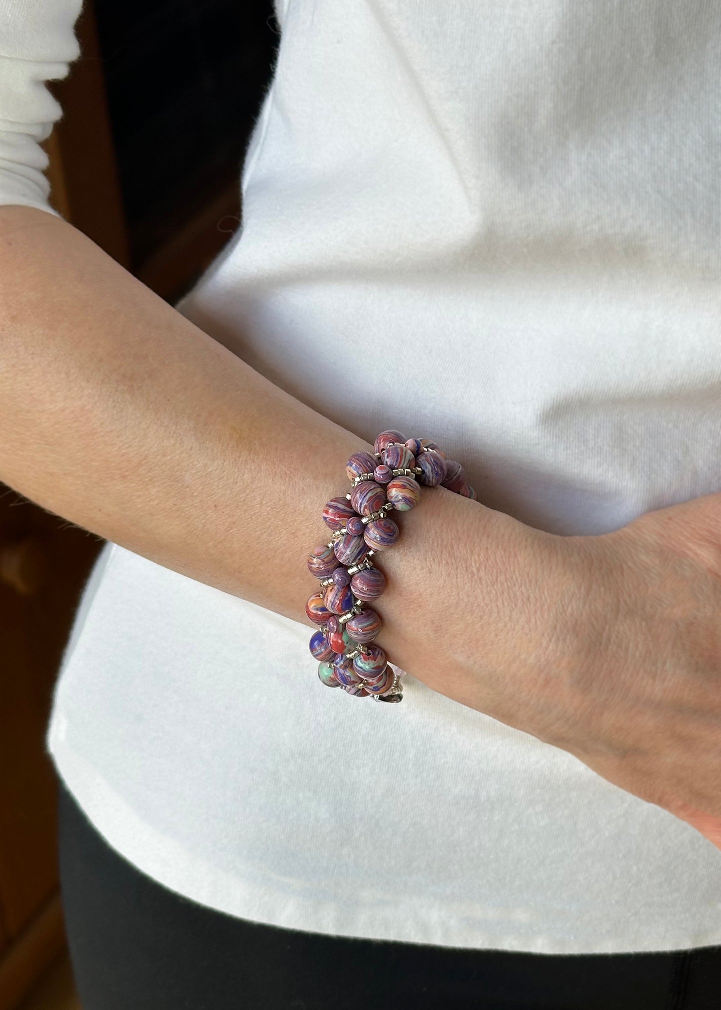 pink calsilica colorful swirl bracelet