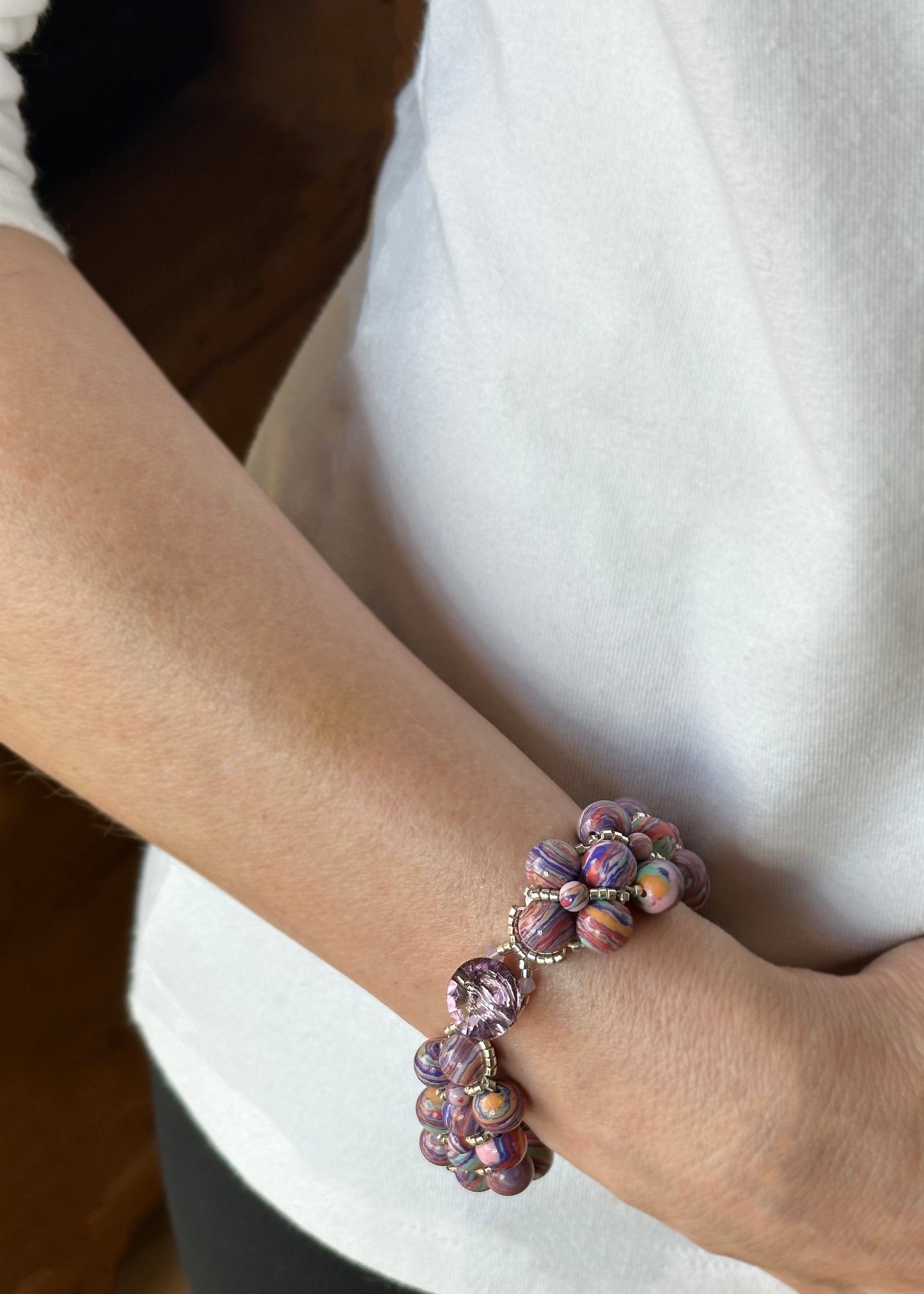 pink calsilica colorful swirl bracelet