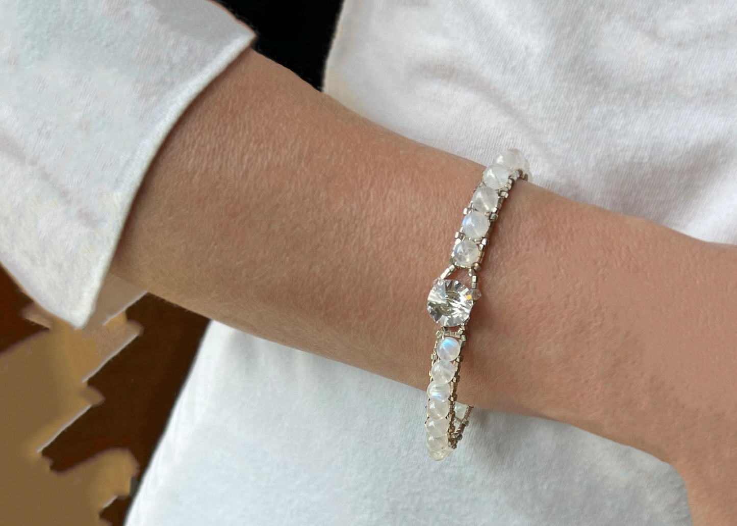 white moonstone tennis bracelet