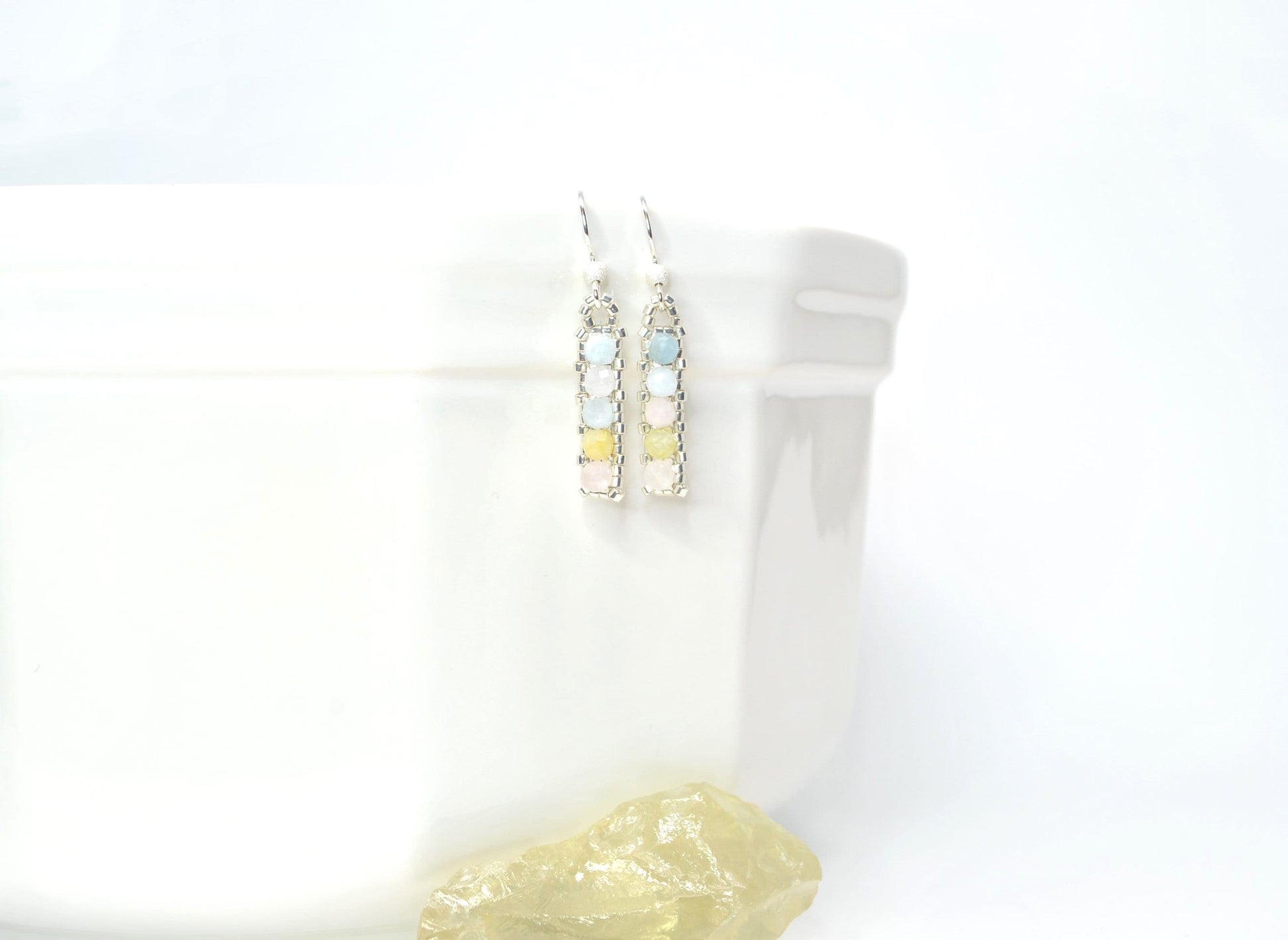 beryl pastel gemstone jewelry set . earrings and pendant . pastel jewelry . mothers day gift . pastel earrings . pastel pendant .