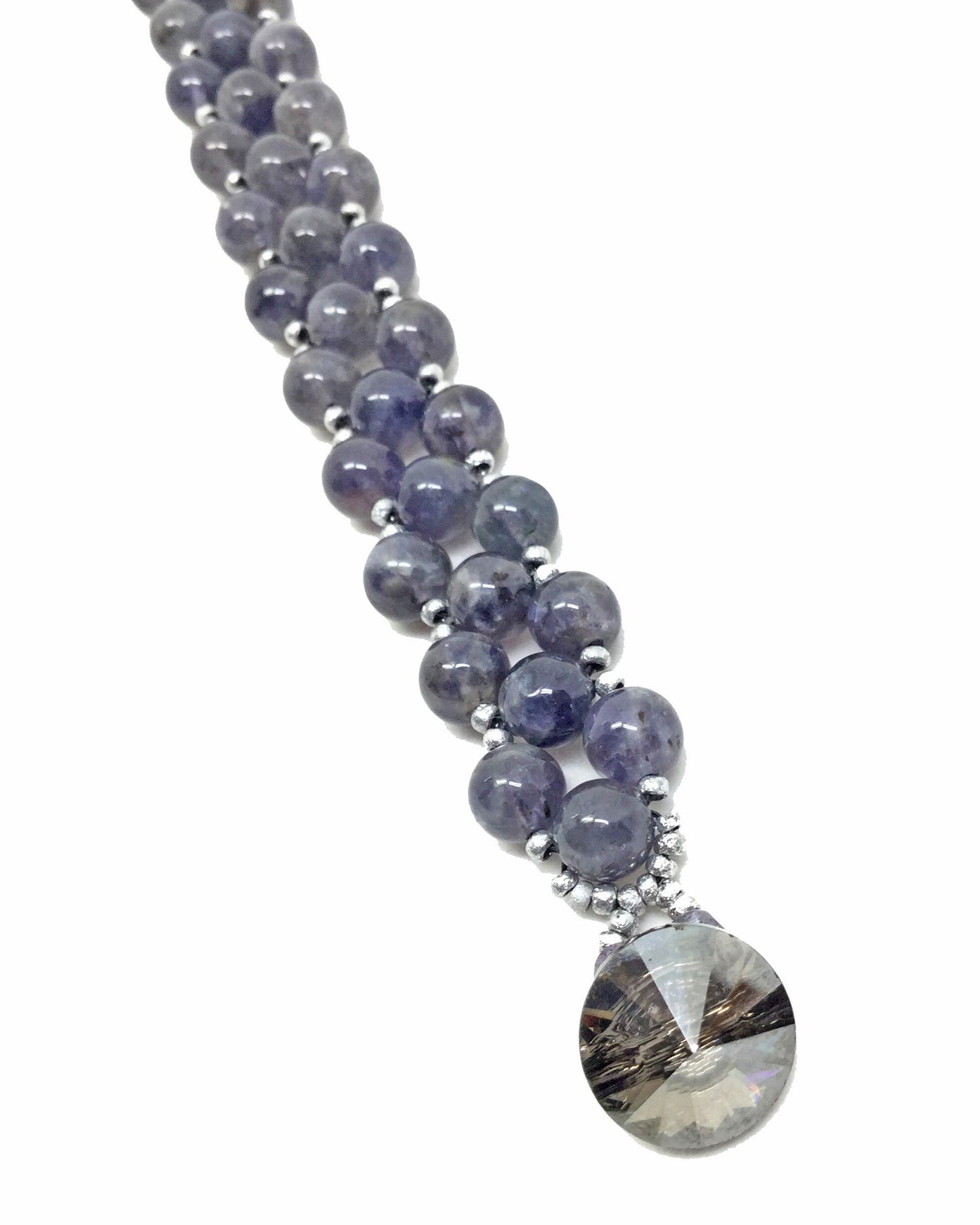 iolite gemstone bracelet . silver accents . beaded gemstone bracelet . gray blue gemstone beaded bracelet . gemstone jewelry . gift