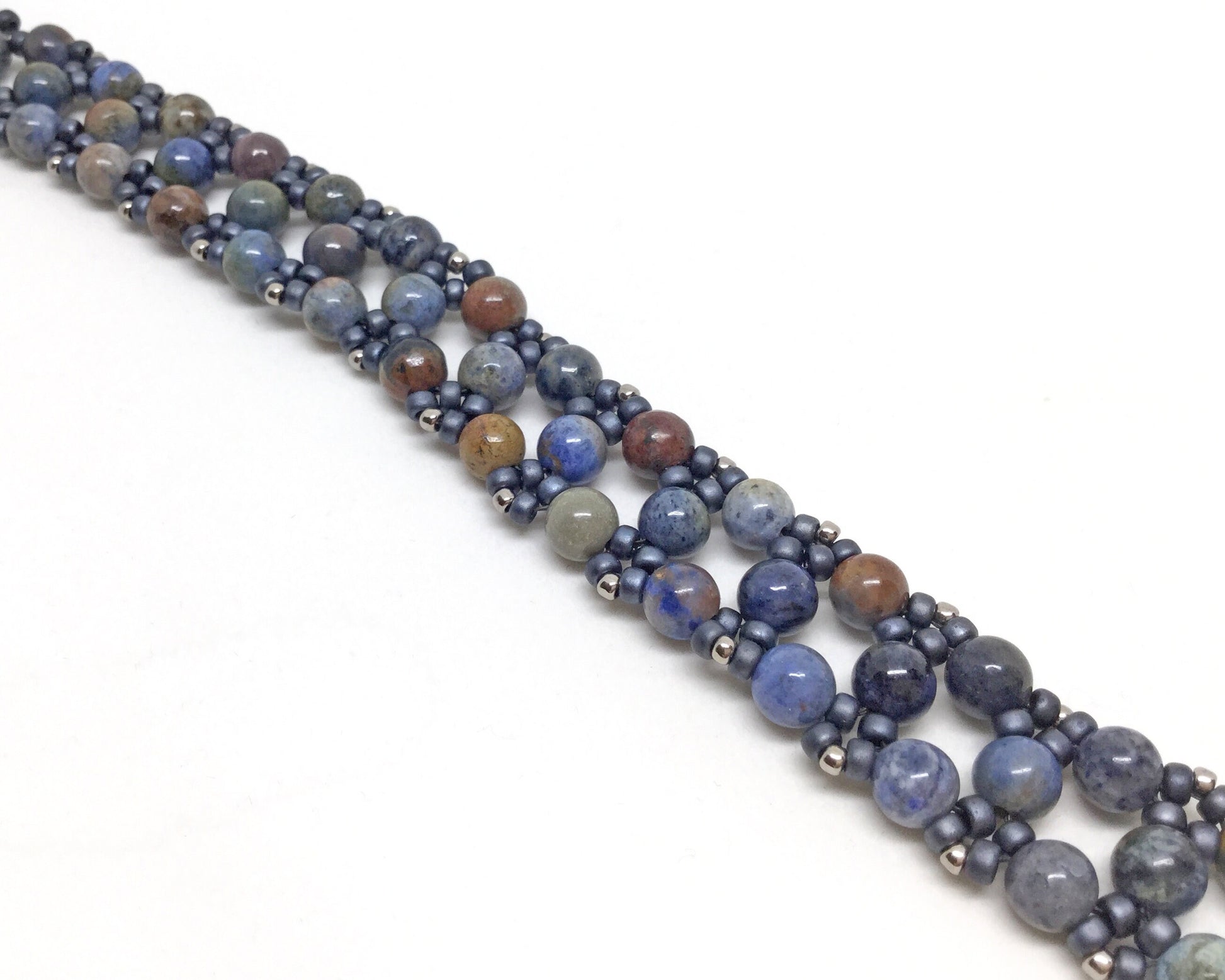 blue sunset dumortierite gemstone bracelet . blue gemstone bracelet . gemstone jewelry . ooak bracelet . handmade . nickel free jewelry