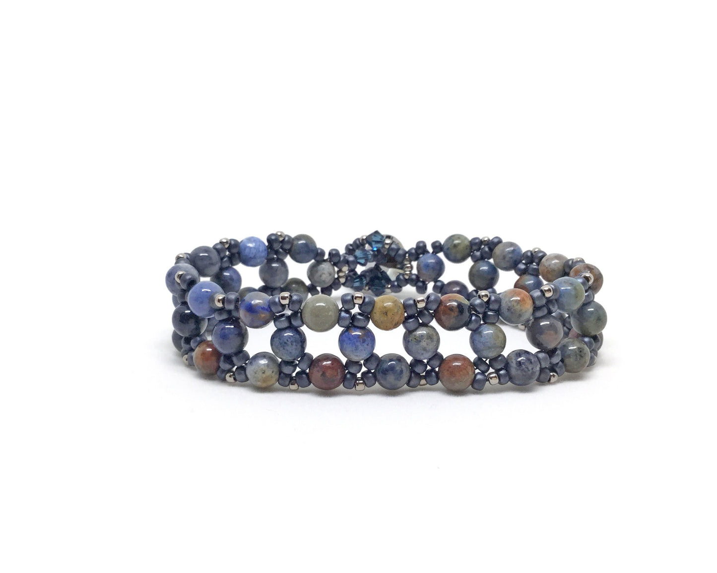 blue sunset dumortierite gemstone bracelet . blue gemstone bracelet . gemstone jewelry . ooak bracelet . handmade . nickel free jewelry