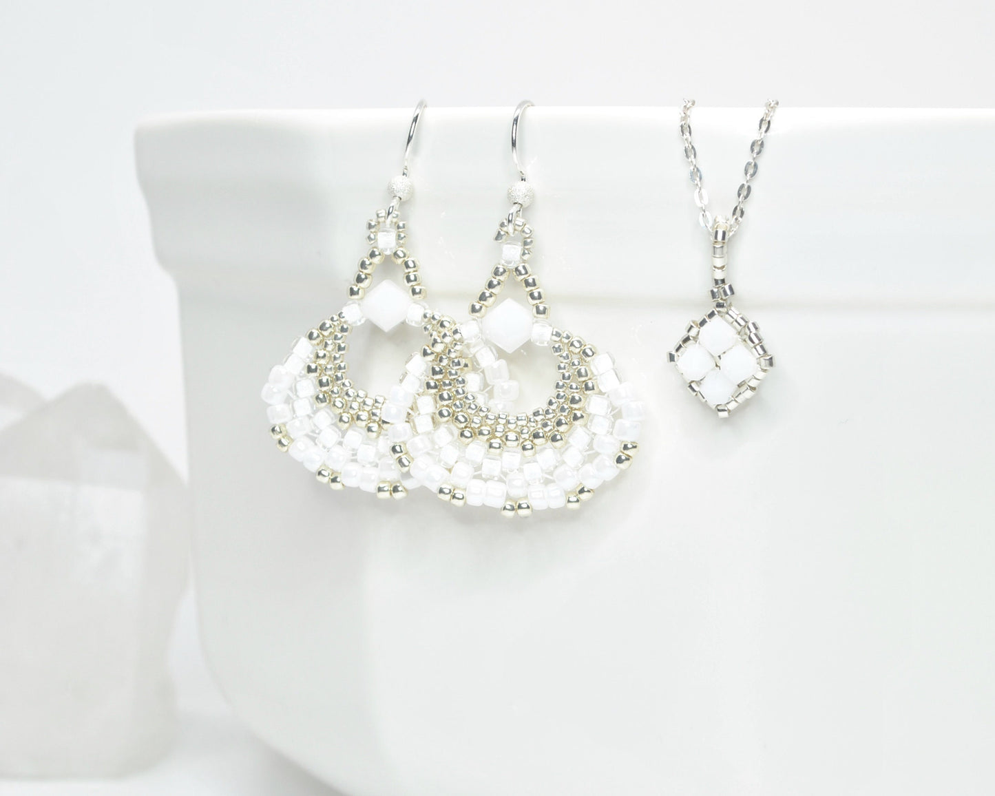 bright white fan earrings