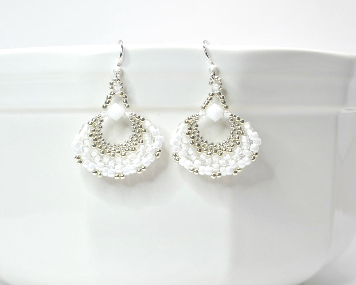 bright white fan earrings