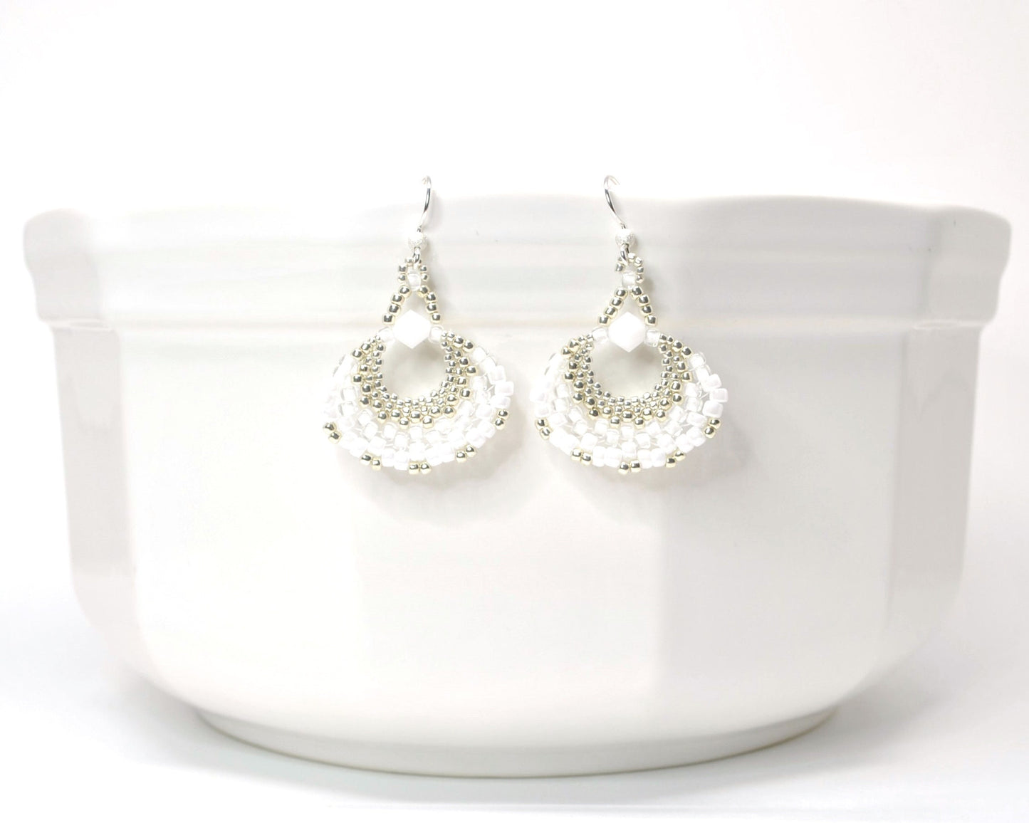 bright white fan earrings