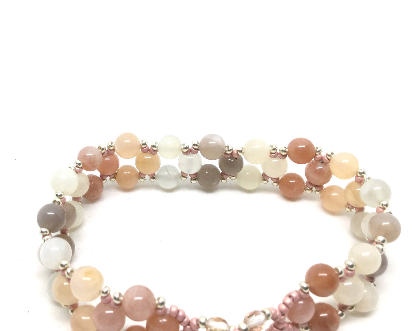 pink moonstone bracelet . ooak bracelet . ombre gemstone bracelet . ombre moonstone bracelet . nickel free jewelry . gemstone jewelry