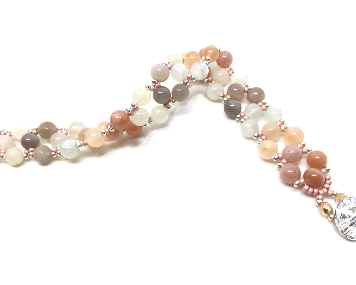 pink moonstone bracelet . ooak bracelet . ombre gemstone bracelet . ombre moonstone bracelet . nickel free jewelry . gemstone jewelry