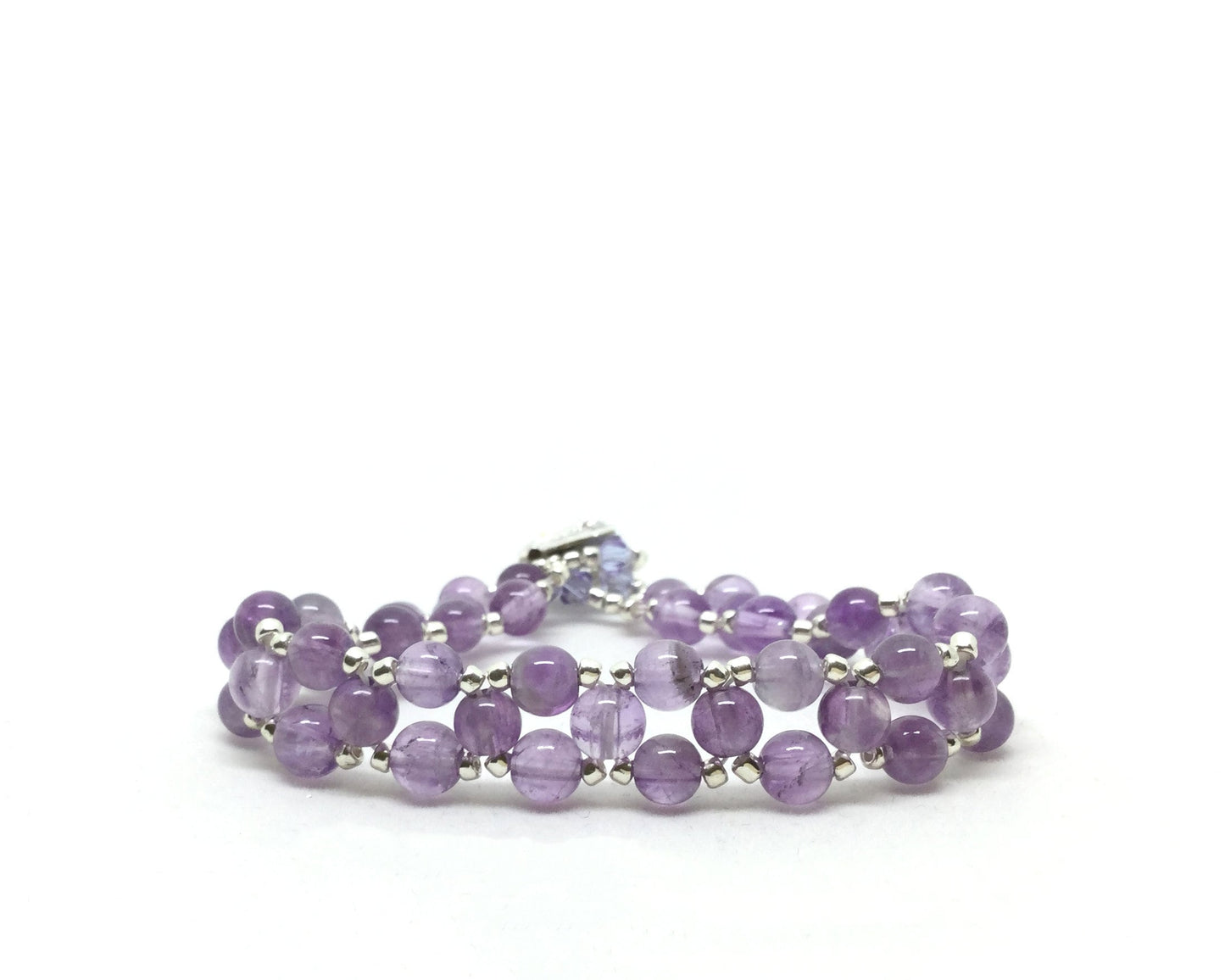 amethyst gemstone bracelet . silver beads . gemstone bracelet . amethyst bracelet . purple gemstone bracelet . amethyst jewelry . february