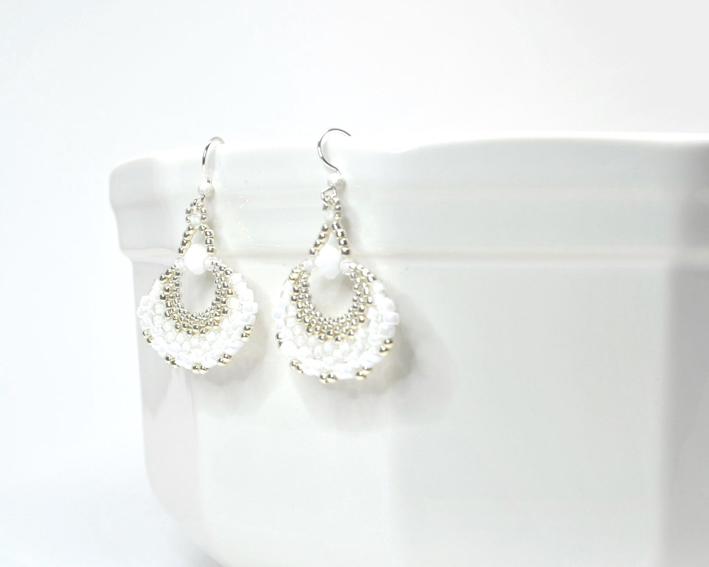 bright white fan earrings