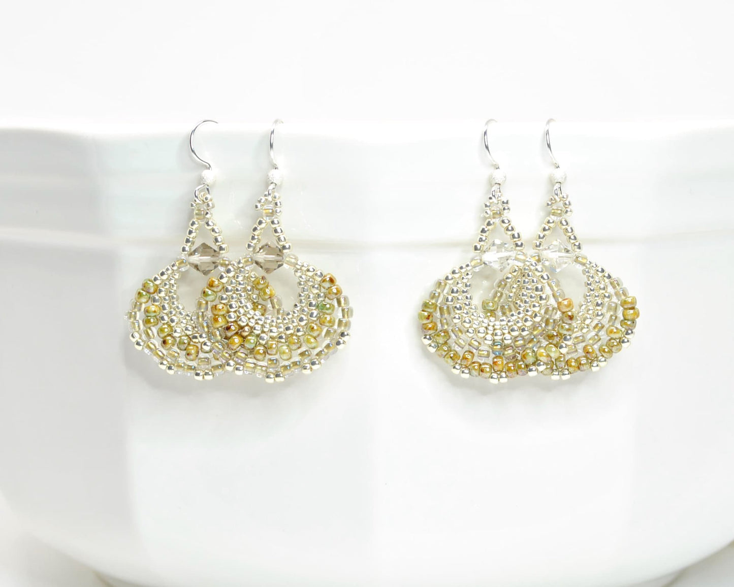 champagne gold fan earrings