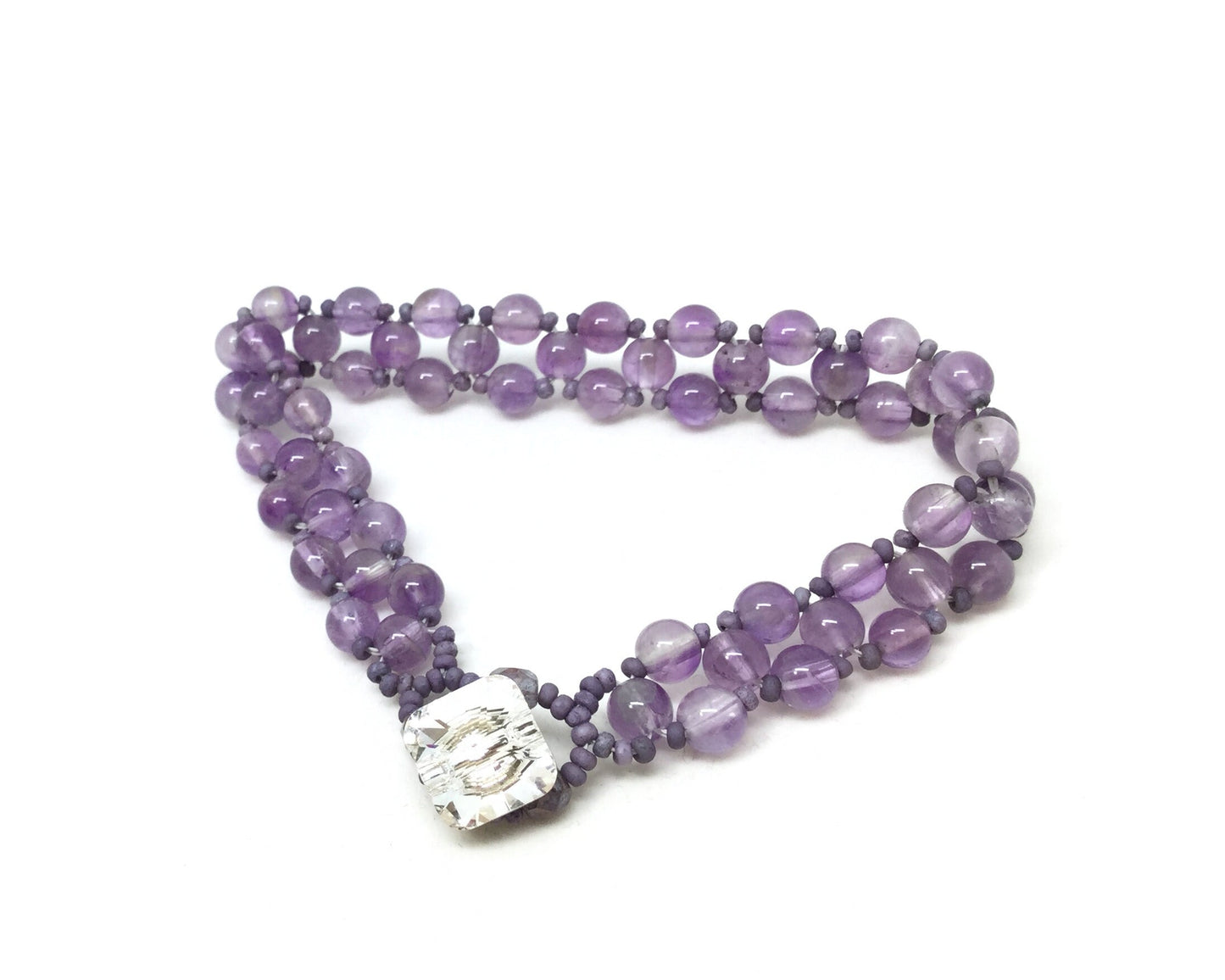 amethyst gemstone beaded bracelet . handmade gemstone bracelet . february birthstone bracelet . birthday gift . amethyst bracelet .