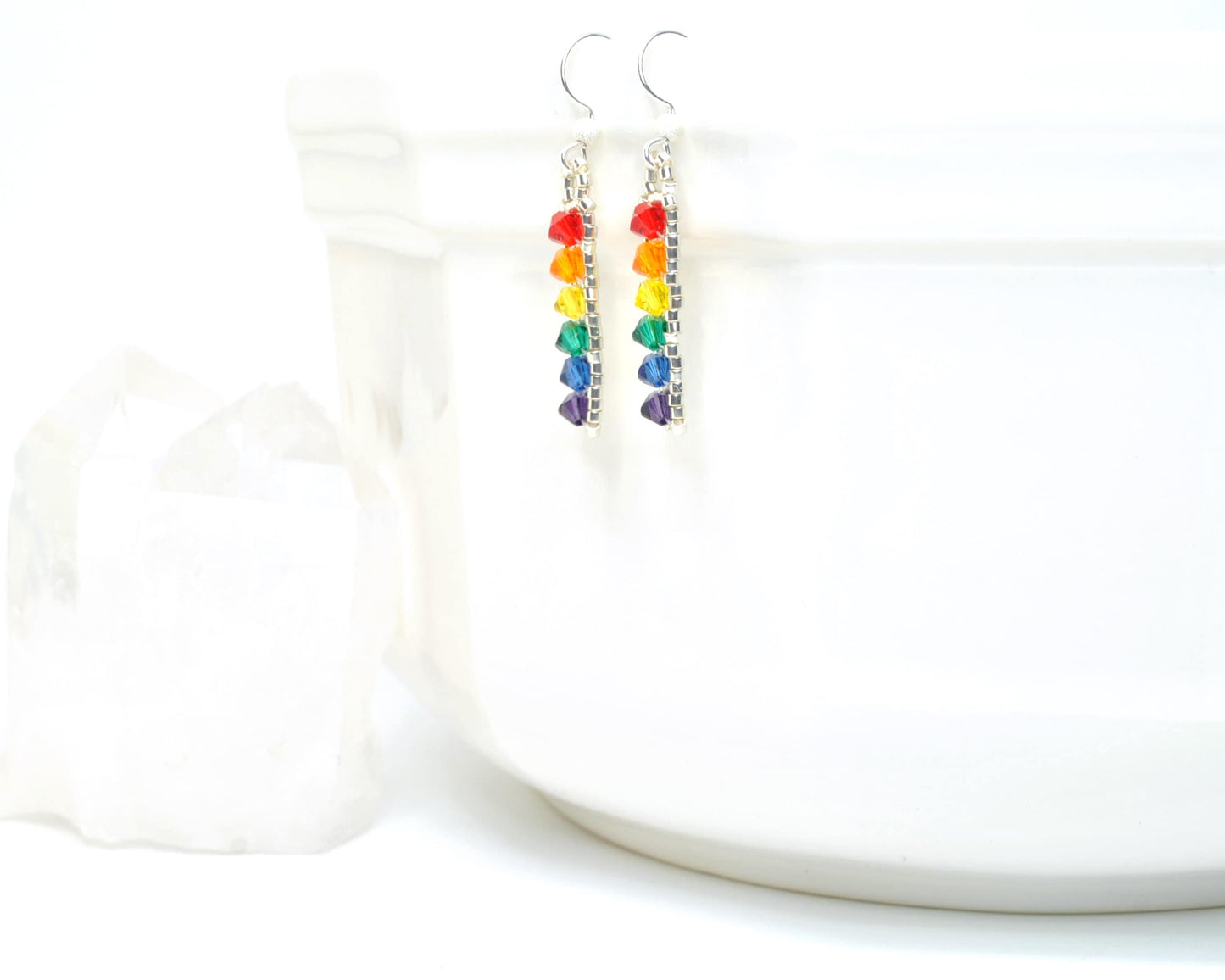 swarovksi crystal rainbow earrings