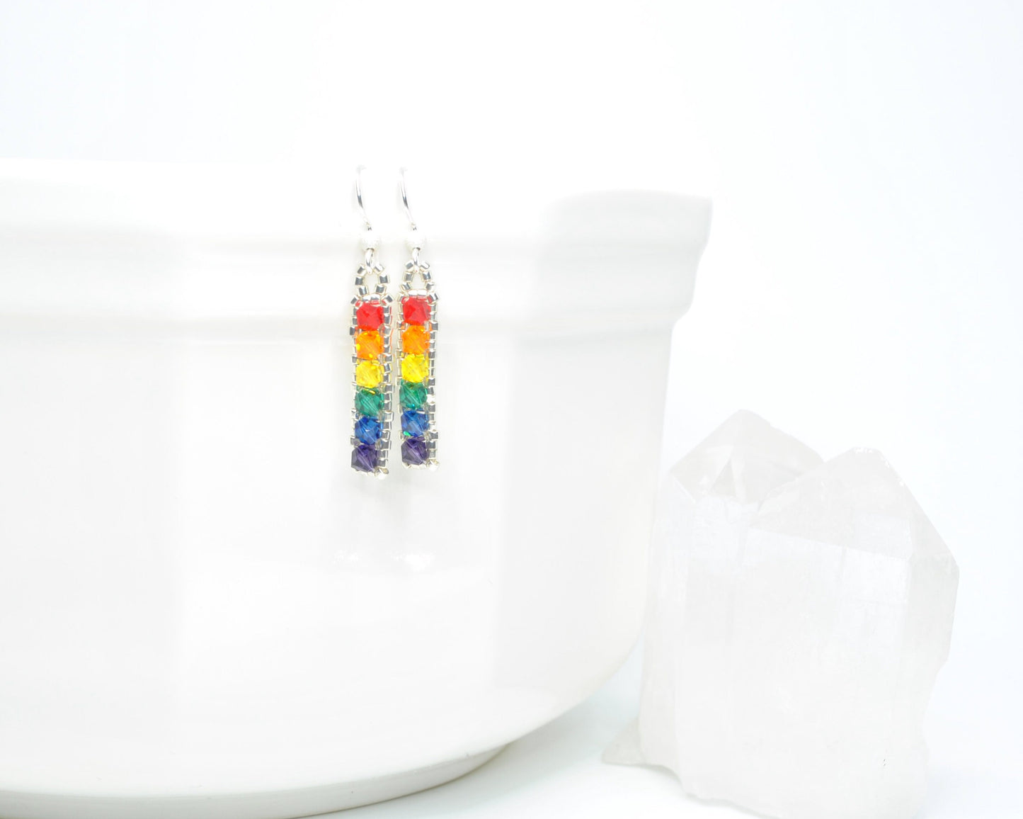 swarovksi crystal rainbow earrings