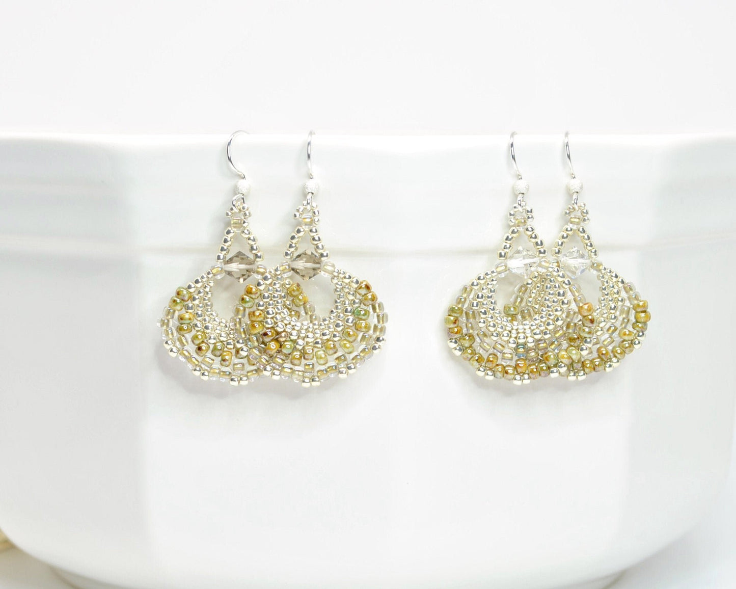 champagne gold fan earrings