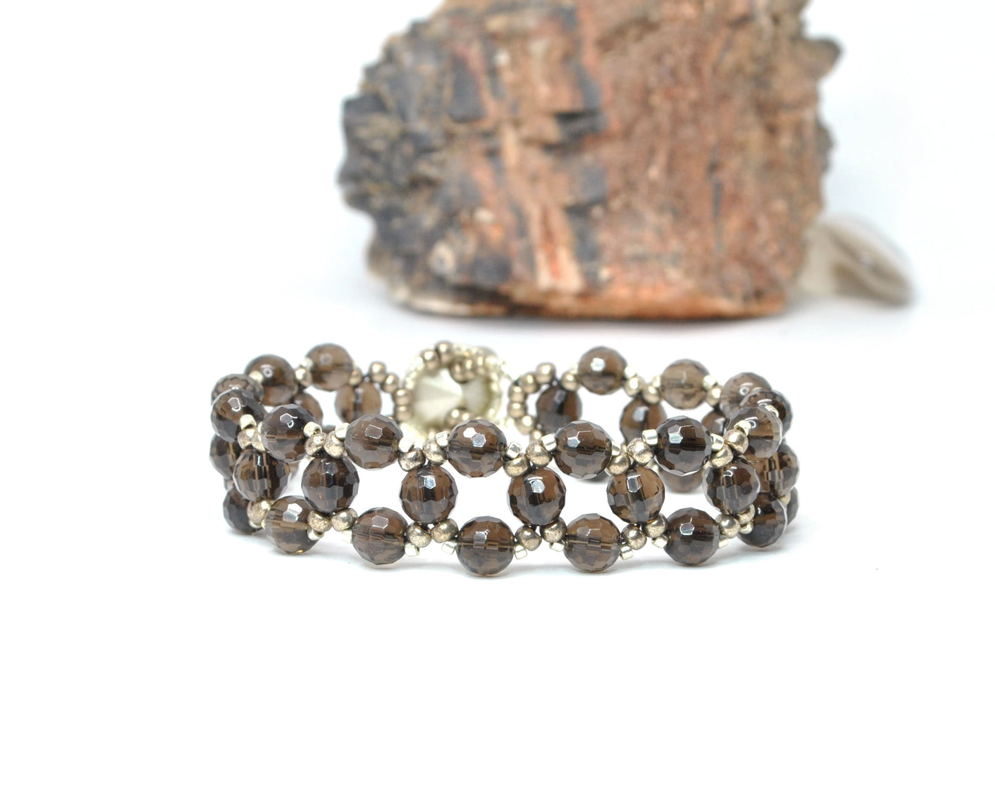 smoky quartz gemstone bracelet . nickel-free jewelry . brown gemstone bracelet . smoky quartz jewelry . brown quartz bracelet . handmade