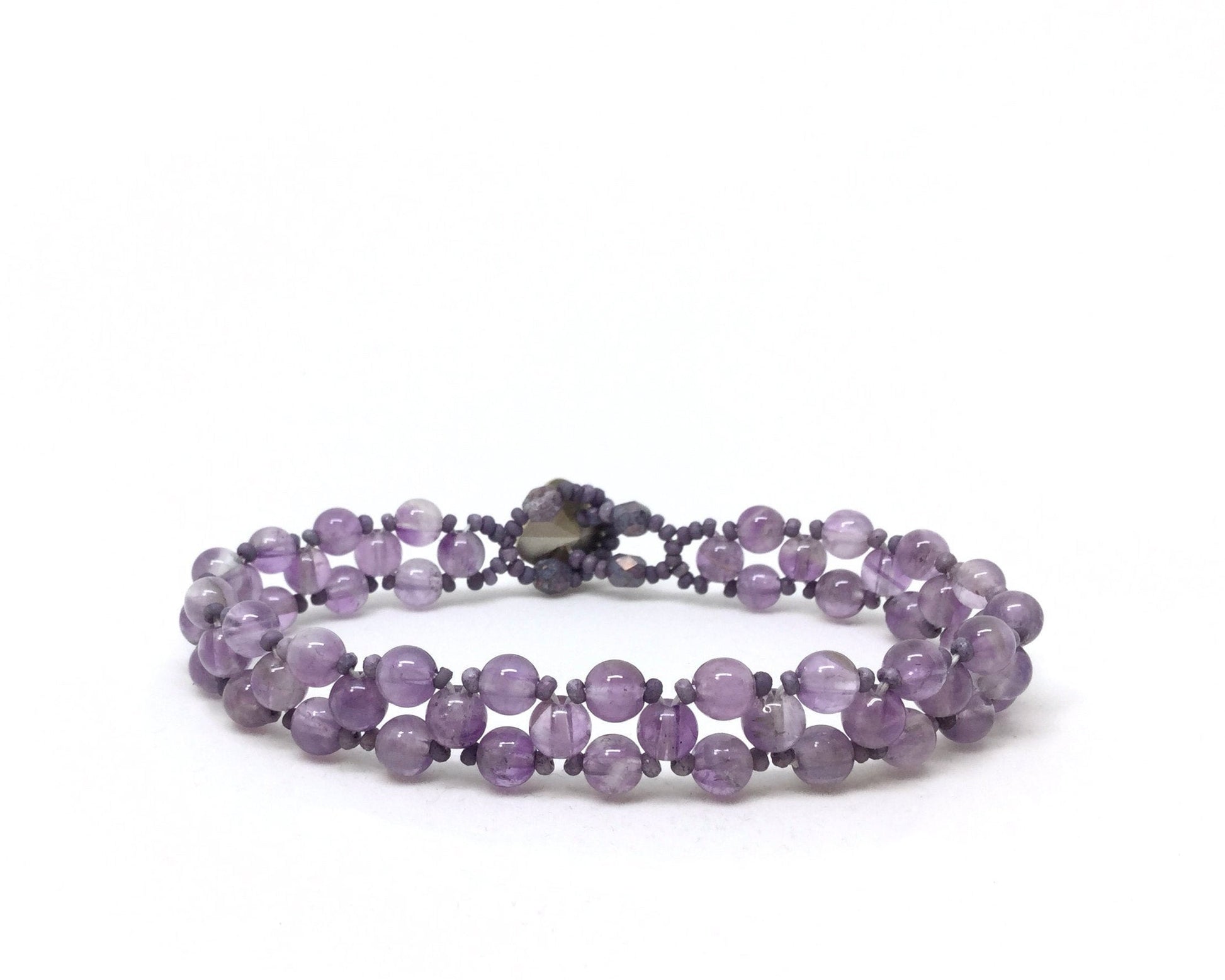 amethyst gemstone beaded bracelet . handmade gemstone bracelet . february birthstone bracelet . birthday gift . amethyst bracelet .