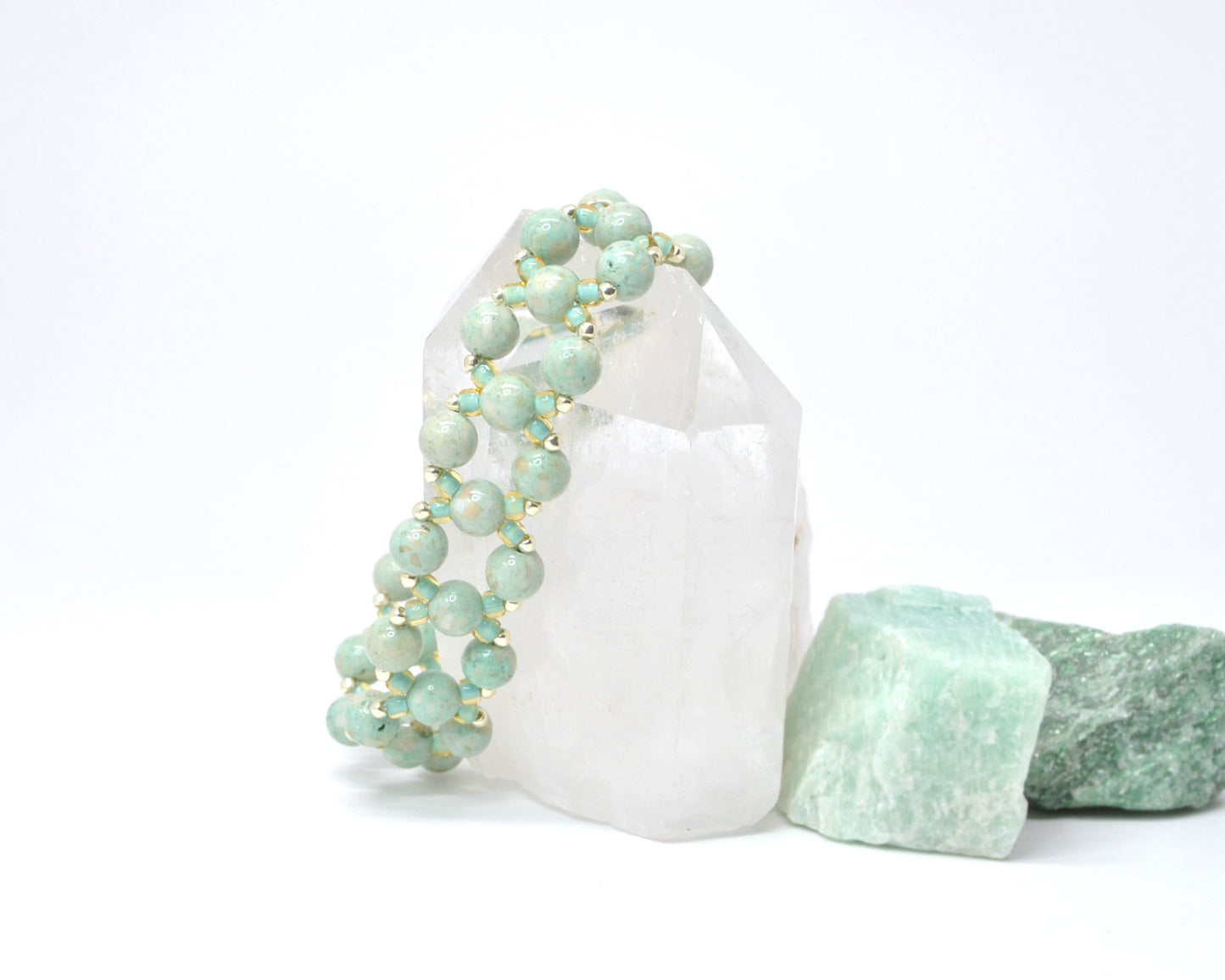 seafoam green dyed fossil beaded bracelet . pastel green bracelet . gemstone bracelet . gemstone jewelry . mint green . pastel accessory