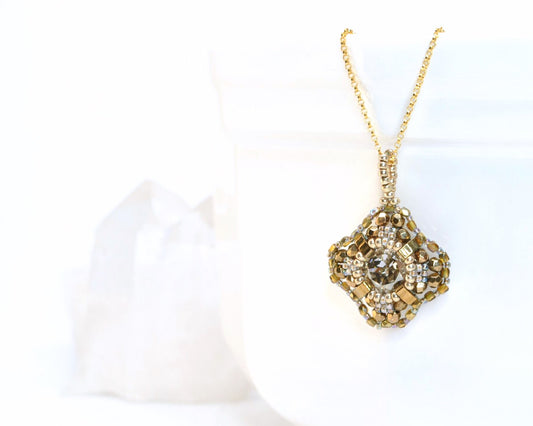 gold bronze swarovski crystal pendant necklace #009 mother of the bride . mother of the groom . jewelry set . elegant . statement necklace