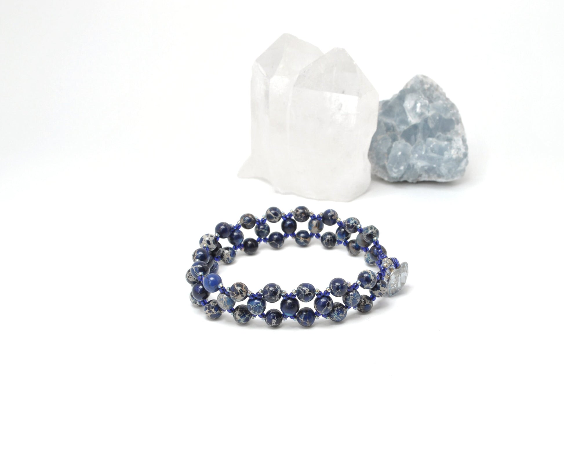 blue jasper bracelet . gemstone bracelet . jasper bracelet . ooak bracelet . blue gemstone bracelet . blue beaded bracelet . nickel free