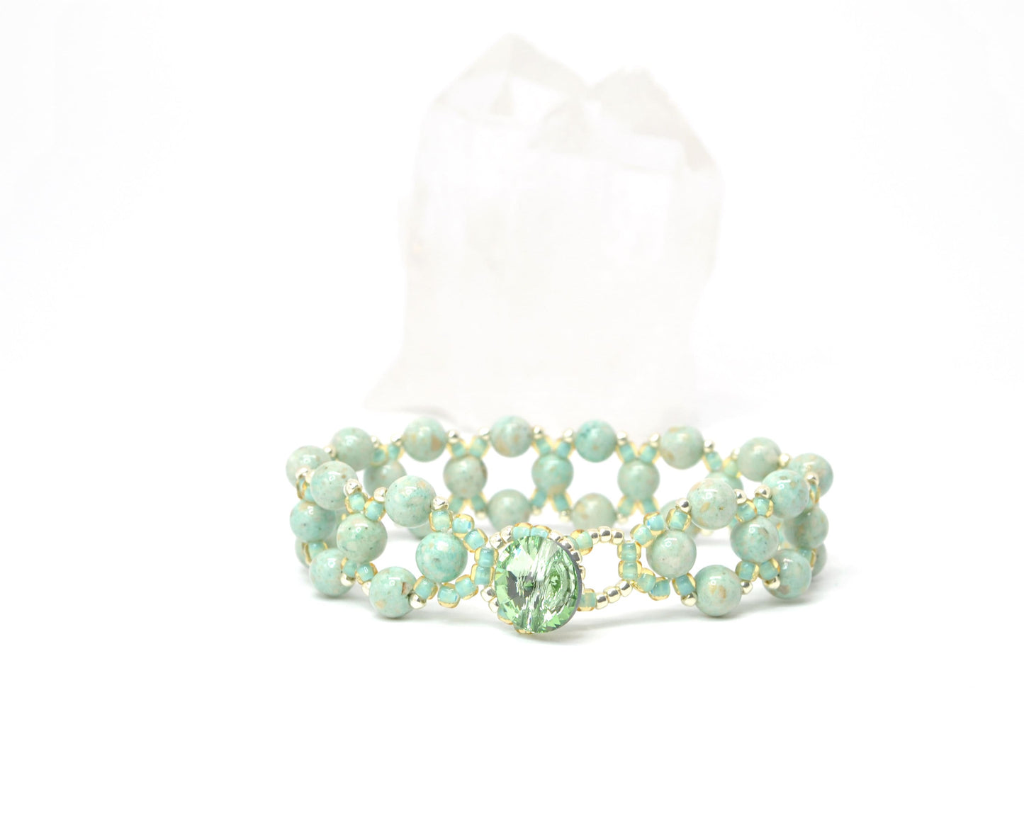 seafoam green dyed fossil beaded bracelet . pastel green bracelet . gemstone bracelet . gemstone jewelry . mint green . pastel accessory