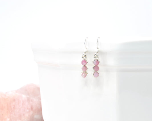 pink tourmaline gemstone earrings . pink drop earrings . delicate pink earrings . dainty pink earrings . nickel free jewelry . valentines