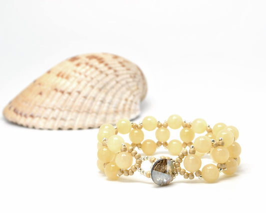 yellow gemstone bracelet . yellow calcite gemstone bracelet . pineapple honey yellow jewelry . nickel free jewelry . calcite jewelry . gift